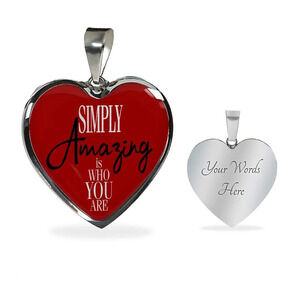 You Are Simply Amazing Necklace Personalized Engraved Silver Heart Necklace Cus